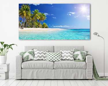 Palm Beach In Tropical Paradise - Guadalupe Island -  Caribbean
 (vászonkép) - vászonkép, falikép otthonra és irodába