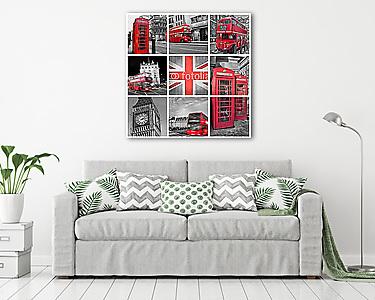 London fotókollázás, szelektív szín (vászonkép) - vászonkép, falikép otthonra és irodába