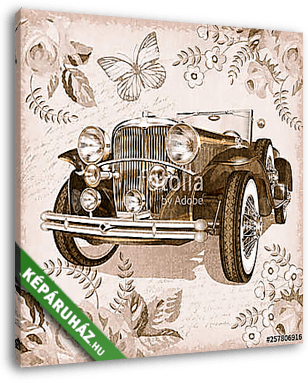 Vintage car postcard.	 - vászonkép 3D látványterv