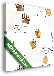 Állati lábnyomok tapétaminta - vászonkép 3D látványterv