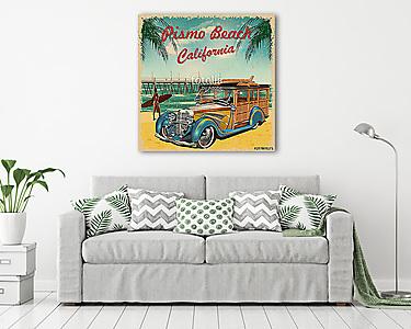 Pismo Beach,California retro poster. (vászonkép) - vászonkép, falikép otthonra és irodába