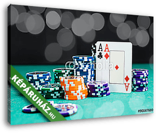Póker zsetonok és kártyák - vászonkép 3D látványterv