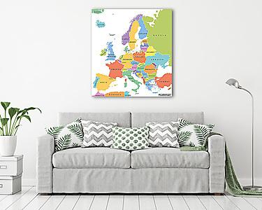 Európa egyetlen állam politikai térképe. Minden ország különböző (vászonkép) - vászonkép, falikép otthonra és irodába