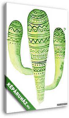 Watercolor tropical cactus hand drawn illustration isolated on w - vászonkép 3D látványterv