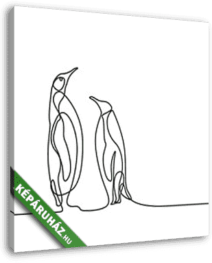 Pingvinek (vonalrajz; line art) - vászonkép 3D látványterv