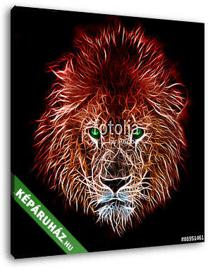 Fraktál digitális fantasy művészet egy oroszlán egy elszigetelt  - vászonkép 3D látványterv