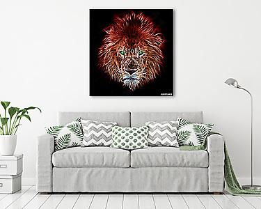 Fraktál digitális fantasy művészet egy oroszlán egy elszigetelt  (vászonkép) - vászonkép, falikép otthonra és irodába