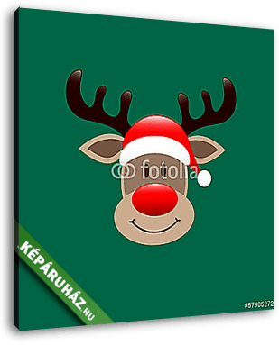 Rudolf portré karácsonyi zöld háttérrel - vászonkép 3D látványterv
