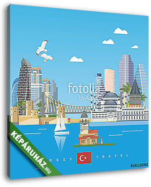 Törökország vektoros nyaralás illusztráció török ​​tereptárgyakk - vászonkép 3D látványterv