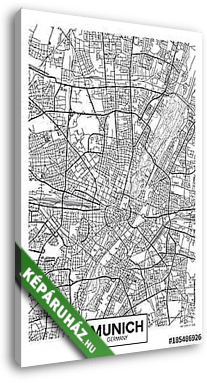 Detailed vector poster city map Munich - vászonkép 3D látványterv