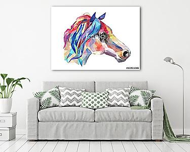 Horse head, mosaic. Trendy style geometric on white background. (vászonkép) - vászonkép, falikép otthonra és irodába
