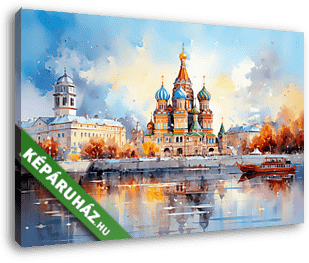 Orosz őszi városkép (vizfesték effekt) - vászonkép 3D látványterv