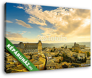 Orvieto középkori város és a Duomo katedrális templom légi felvé - vászonkép 3D látványterv