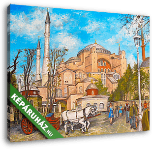 Isztambuli városrészlet (festmény) - vászonkép 3D látványterv