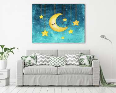 Csillagok és a Hold (vászonkép) - vászonkép, falikép otthonra és irodába