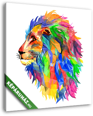 Lion's head, king of beasts, mosaic. Trendy style geometric on w - vászonkép 3D látványterv