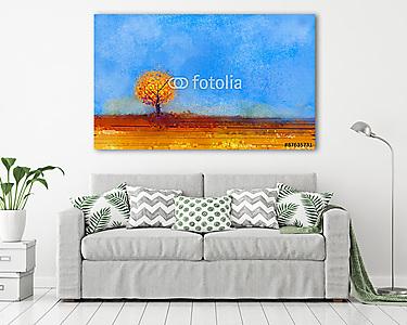 Absztrakt őszi fa (olajfestmény reprodukció) (vászonkép) - vászonkép, falikép otthonra és irodába