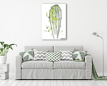 Watercolor cactus Abstract hand drawn cacti (vászonkép) - vászonkép, falikép otthonra és irodába