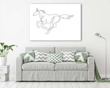 Vágtató ló (vonalrajz, line art) (vászonkép) - vászonkép, falikép otthonra és irodába