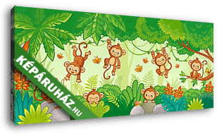 Majmok a dzsungelben - vászonkép 3D látványterv