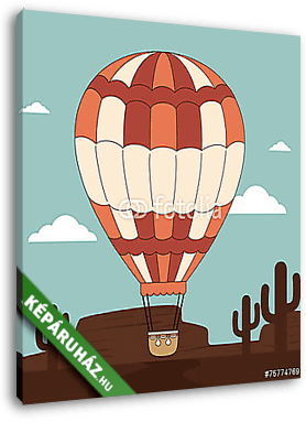 Hőlégballon sivatagi háttérrel - vászonkép 3D látványterv