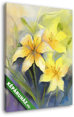 Az akvarell festése sárga liliomvirág - vászonkép 3D látványterv