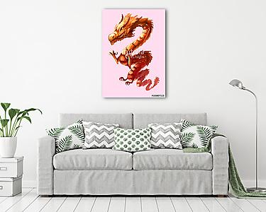 illusztráció digitális festészet sárkány rajzfilm (vászonkép) - vászonkép, falikép otthonra és irodába