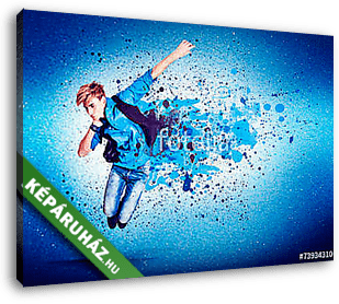 dancer in blue jumping - guy 16 - vászonkép 3D látványterv