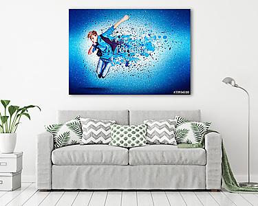 dancer in blue jumping - guy 16 (vászonkép) - vászonkép, falikép otthonra és irodába