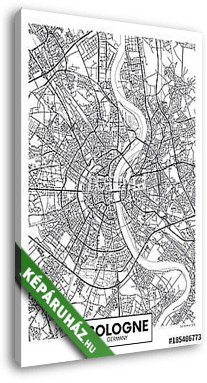 Detailed vector poster city map Cologne - vászonkép 3D látványterv