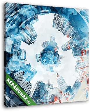 Abstract Colourful City Double Exposure - vászonkép 3D látványterv