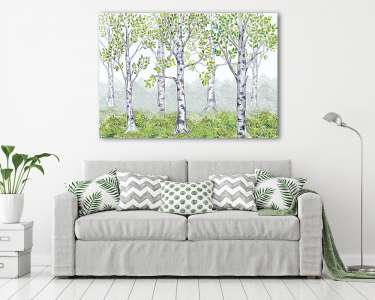Nyírfák, nyírfa erdő háttér (vászonkép) - vászonkép, falikép otthonra és irodába