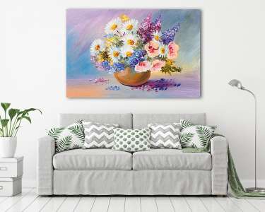 Nyári virágok csokorban (olajfestmény reprodukció) (vászonkép) - vászonkép, falikép otthonra és irodába