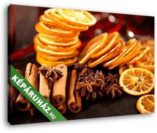 Karácsonyi dekoráció Fahéjas, narancs és ánizs - vászonkép 3D látványterv