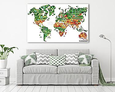 Karikatúra világtérkép (vászonkép) - vászonkép, falikép otthonra és irodába