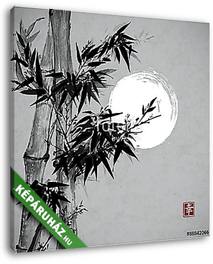 Bambusz kártya sumi-e stílusban.   - vászonkép 3D látványterv