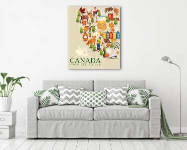 Kanadában. Kanadai vektoros illusztráció. Utazás képeslap. (vászonkép) - vászonkép, falikép otthonra és irodába