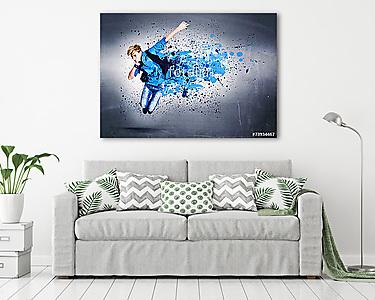 springender Tänzer in blau-guy 16_grey (vászonkép) - vászonkép, falikép otthonra és irodába