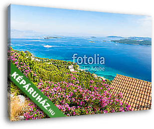 view on azure adriatic sea from peljesac peninsula in Dalmatia, Croatia - vászonkép 3D látványterv