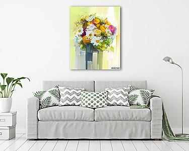 Absztrakt virágok tavaszi (olajfestmény reprodukció) (vászonkép) - vászonkép, falikép otthonra és irodába