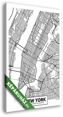 Vektor poszter térkép város New York - vászonkép 3D látványterv