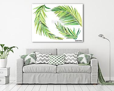 Tropical leaves set. Jungle botanical watercolor illustrations,  (vászonkép) - vászonkép, falikép otthonra és irodába