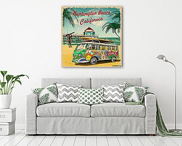 Huntington Beach,California retro poster. (vászonkép) - vászonkép, falikép otthonra és irodába