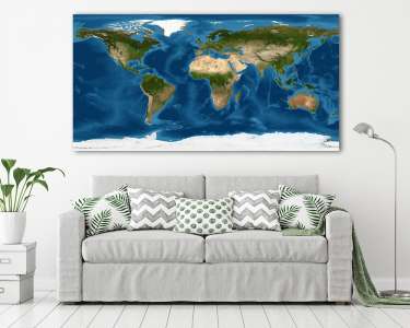 A Föld kiterített nézete az űrből (vászonkép) - vászonkép, falikép otthonra és irodába