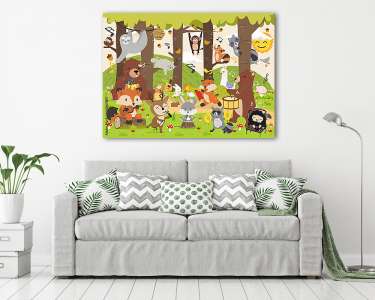 Vidám erdei állatok (vászonkép) - vászonkép, falikép otthonra és irodába