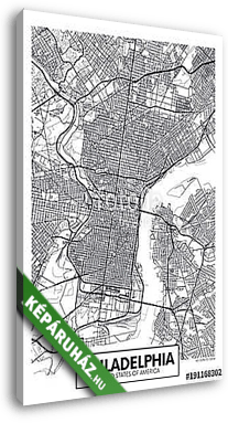 Vector poster map city Philadelphia - vászonkép 3D látványterv