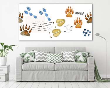 Állati lábnyomok tapétacsík (vászonkép) - vászonkép, falikép otthonra és irodába