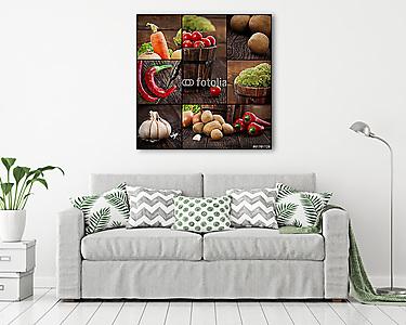 Szerves zöldségek kollázsai (vászonkép) - vászonkép, falikép otthonra és irodába