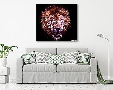 Az oroszlán fraktális digitális művészete (vászonkép) - vászonkép, falikép otthonra és irodába