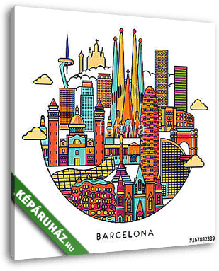 Barcelona skyline detailed silhouette. Vector line illustration - vászonkép 3D látványterv